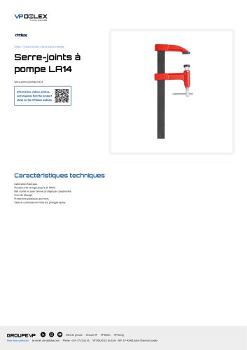 Serre-joints à pompe LA14