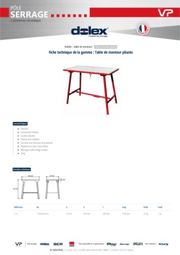 Table de monteur pliante