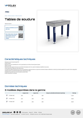 TABLES DE SOUDURE