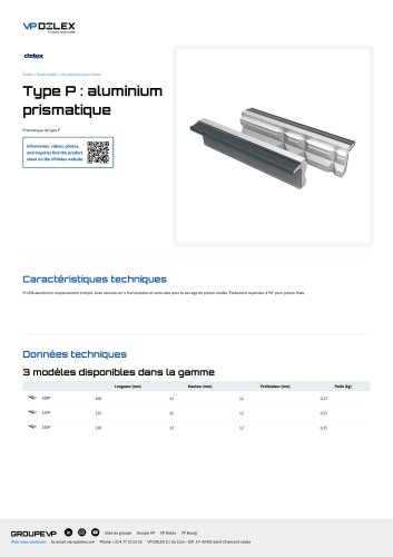 Type P : aluminium prismatique