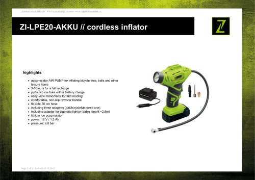 ZI-LPE20-AKKU // cordless inflator