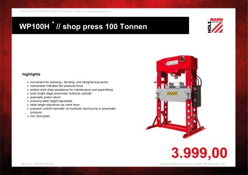 // shop press 100 Tonnen