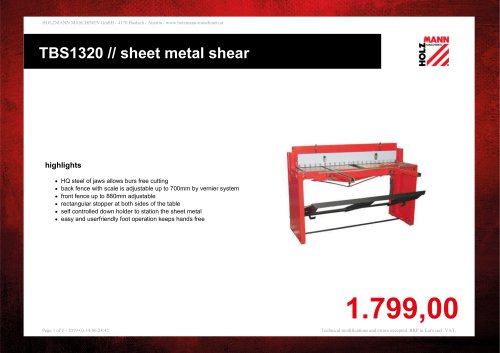 TBS1320 // sheet metal shear