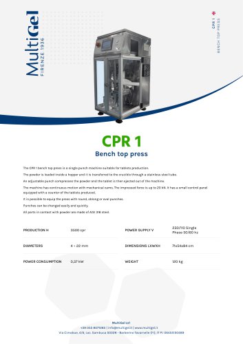 CPR 1 - Tablet compression machine