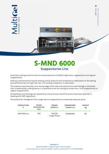 S-MND 6000 - Automatic Sealing Machine for suppositories, ovules, and single-dose sachets