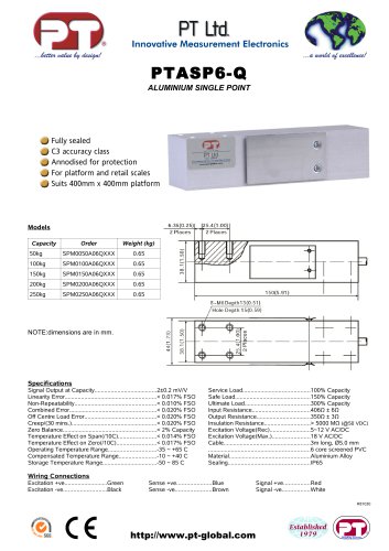 Single Point Load Cells-Aluminium, Low Cost, 400x400mm platform PTASP6-Q