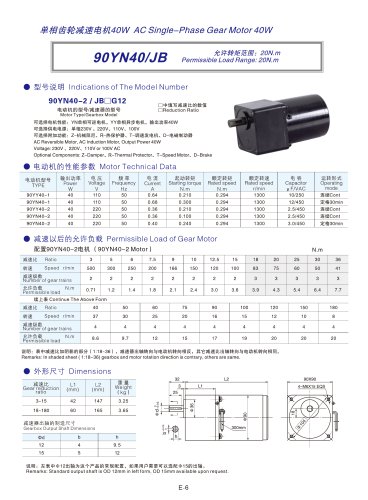 90YN series AC single-phase spur gear motor