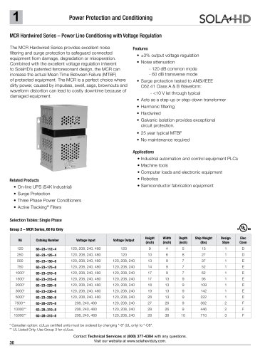 MCR Hardwired - Power Line Conditioning with Voltage Regulation