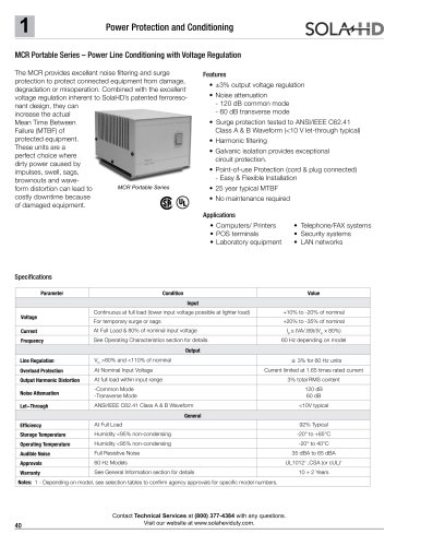 MCR Portable Series - Power Line Conditioning with Voltage Regulation