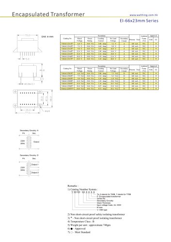 Encapsulated Transformers-EI66*23mm Series