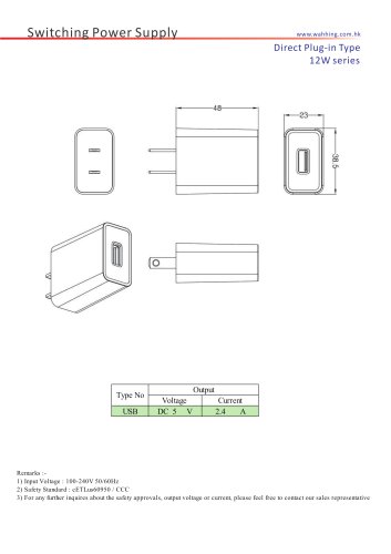 SMPS-12W Series Direct Plug-in Type