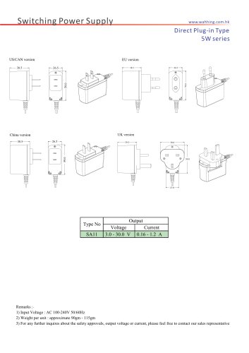 SMPS-5W Series Direct Plug-in Type SA11