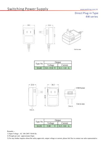 SMPS-Direct Plug-in Type 4W series