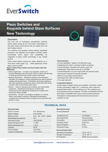 Piezo Switches and Keypads behind Glass Surfaces