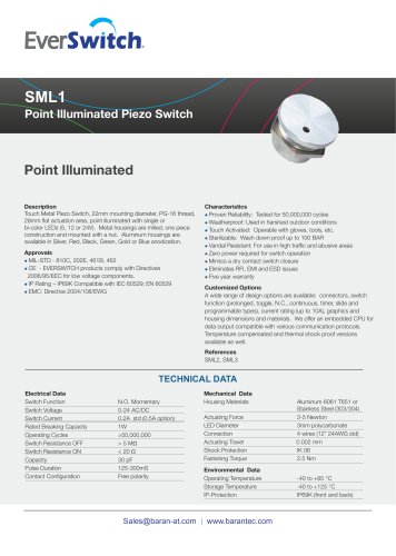 SML1 Point Illuminated Piezo Switch