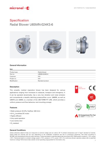 Radial Blower U65MN-024KS-6