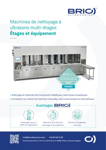 BRIO Ultrasonics. Machines de nettoyage a plusieurs étages