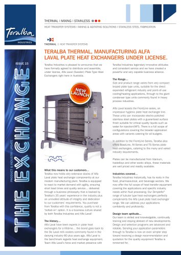 TERALBA THERMAL, MANUFACTURING ALFA LAVAL PLATE HEAT EXCHANGERS UNDER LICENSE.