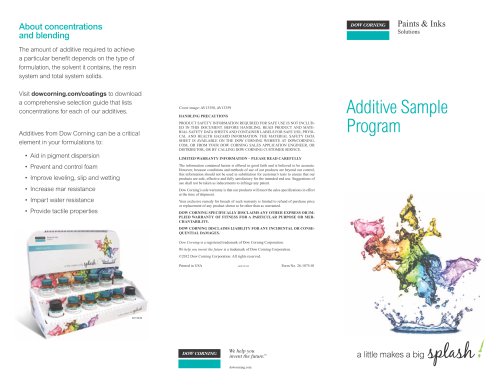 Dow Corning Additive Sample Program Tri-Fold