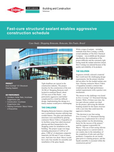 Fast-cure structural sealant enables aggressive construction schedule