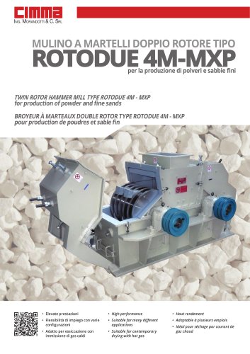 BROYEUR À MARTEAUX DOUBLE ROTOR TYPE ROTODUE 4M - MXP pour production de poudres et sable fin