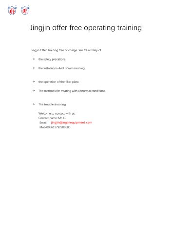 Jingjin offer free operating training