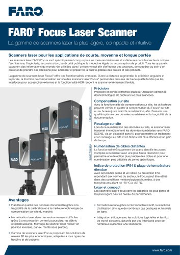 Fiche technique FARO Laser Scanner Focus3D X 30