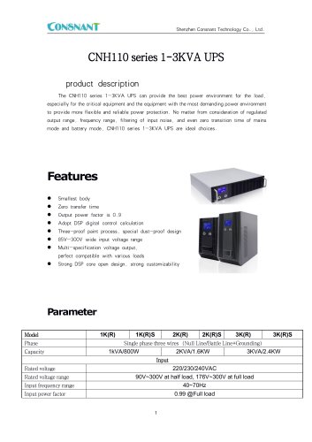 Online UPS 1-3KVA with power factor 0.9