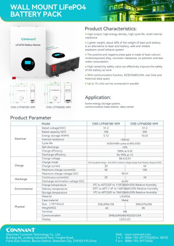 Wall Mounted LiFePO4 Battery Pack