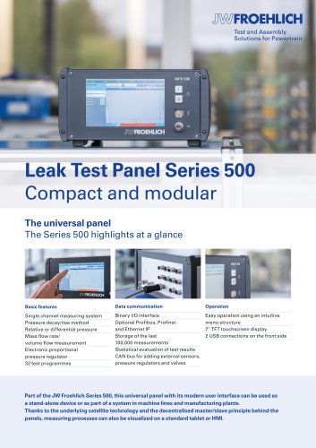 Leak test panels Series 500