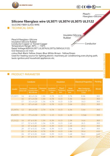 Silicone fiberglass wire UL3122