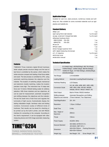 TIME®6204 Three Indenters Digital Brinell Hardness Tester