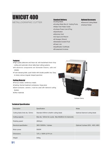 UnitCut 400 Metallographic Cutter