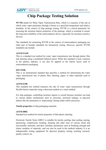 Chip Package Testing Solution - GBPI