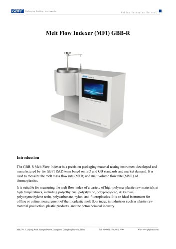 GBB-R Melt Flow Indexer (MFI) A1(20260319)