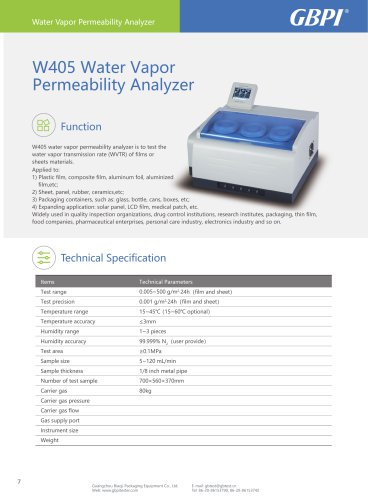 【GBPI】Water Vapor Permeability Analyzer W405