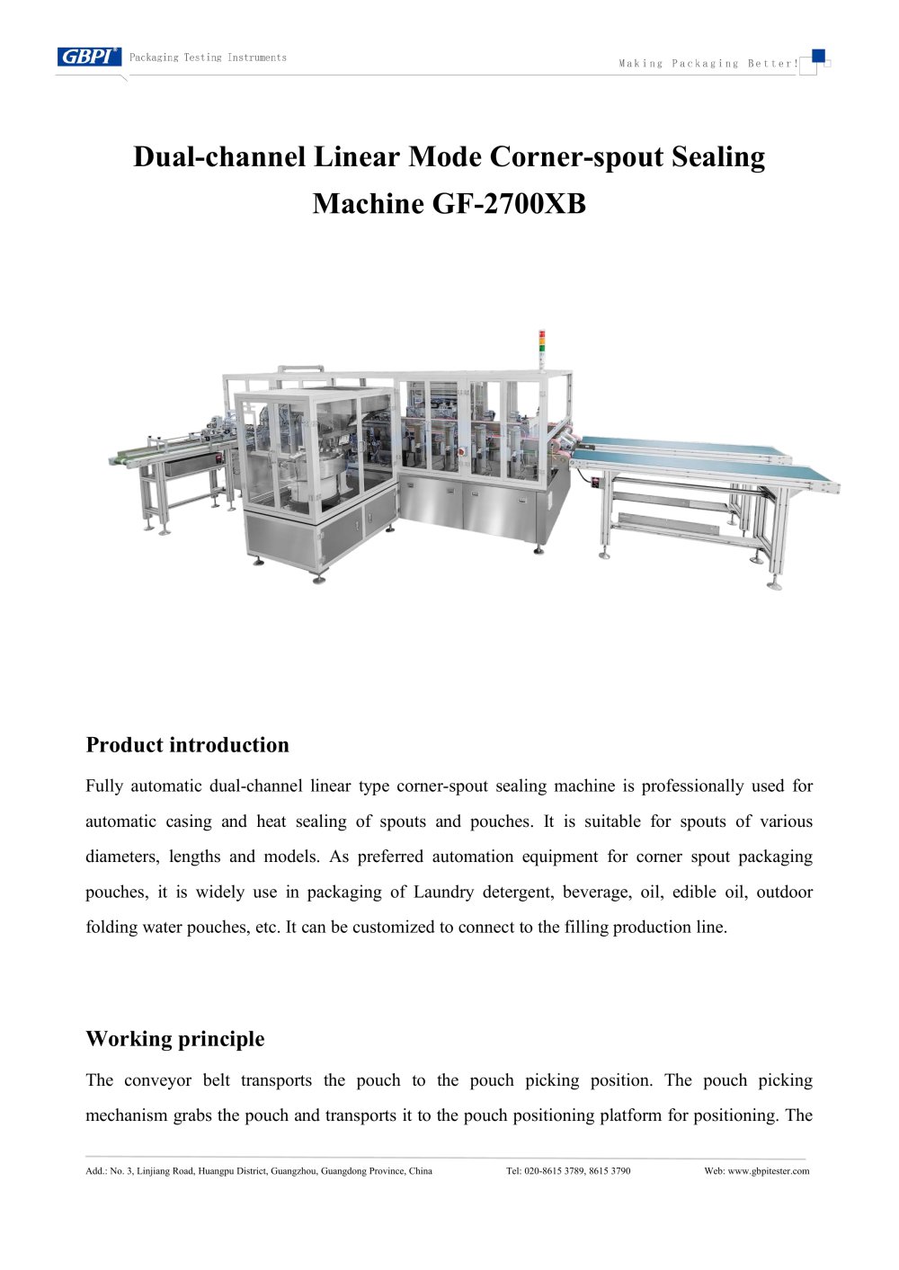 GF-2700XB Dual-channel linear mode corner-spout sealing machine A0 (20250604) 2026.7.21 - Guangzhou Biaoji Packaging Equipment Co., Ltd.