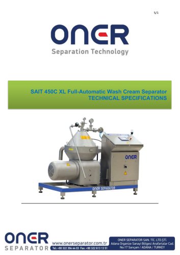 SAIT 450CXL Full-Automatic Wash Cream Separator