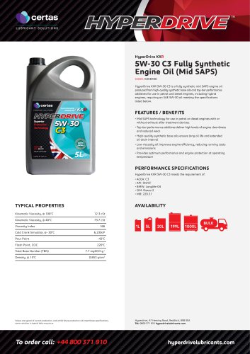 5W-30 C3 Fully Synthetic Engine Oil