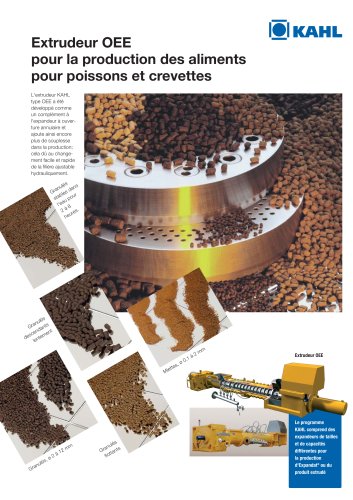 Extrudeur OEE pour la production des aliments pour poissons et crevettes