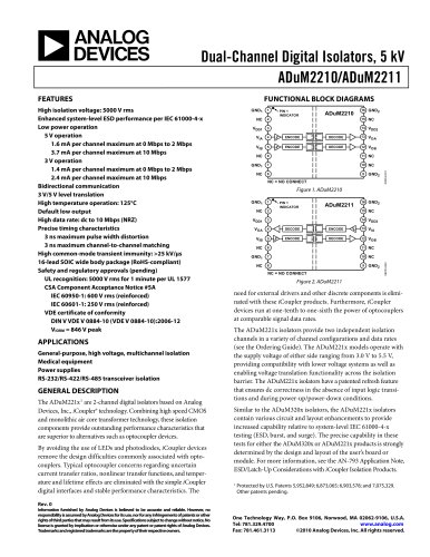 ADUM2210:  Dual-Channel Digital Isolators, 5 kV 