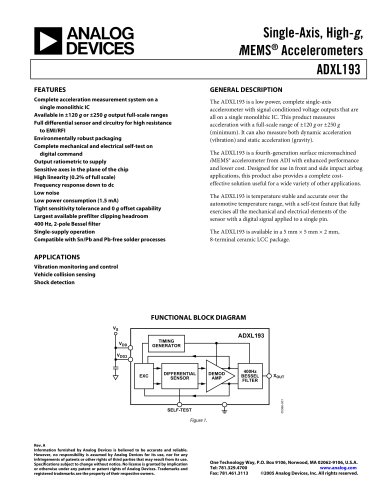   ADXL193 Single-Axis, High-g, iMEMS® Accelerometers