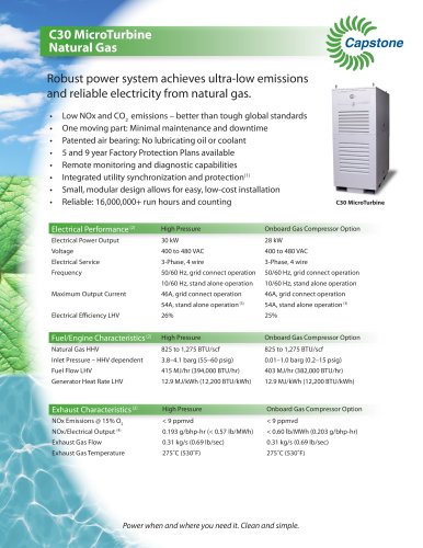 C30 Natural Gas Product Literature
