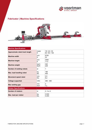 Fabricator - Machine Specifications