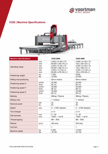 V320 - Machine Specifications