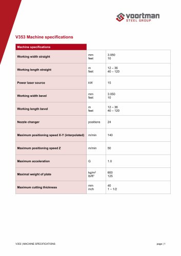 V353 - Machine Specifications