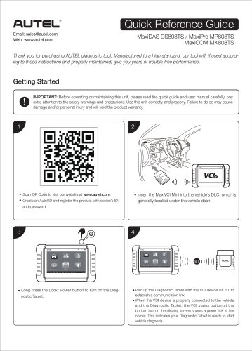 Quick Reference Guide MaxiDAS DS808TS / MaxiPro MP808TS MaxiCOM MK808TS