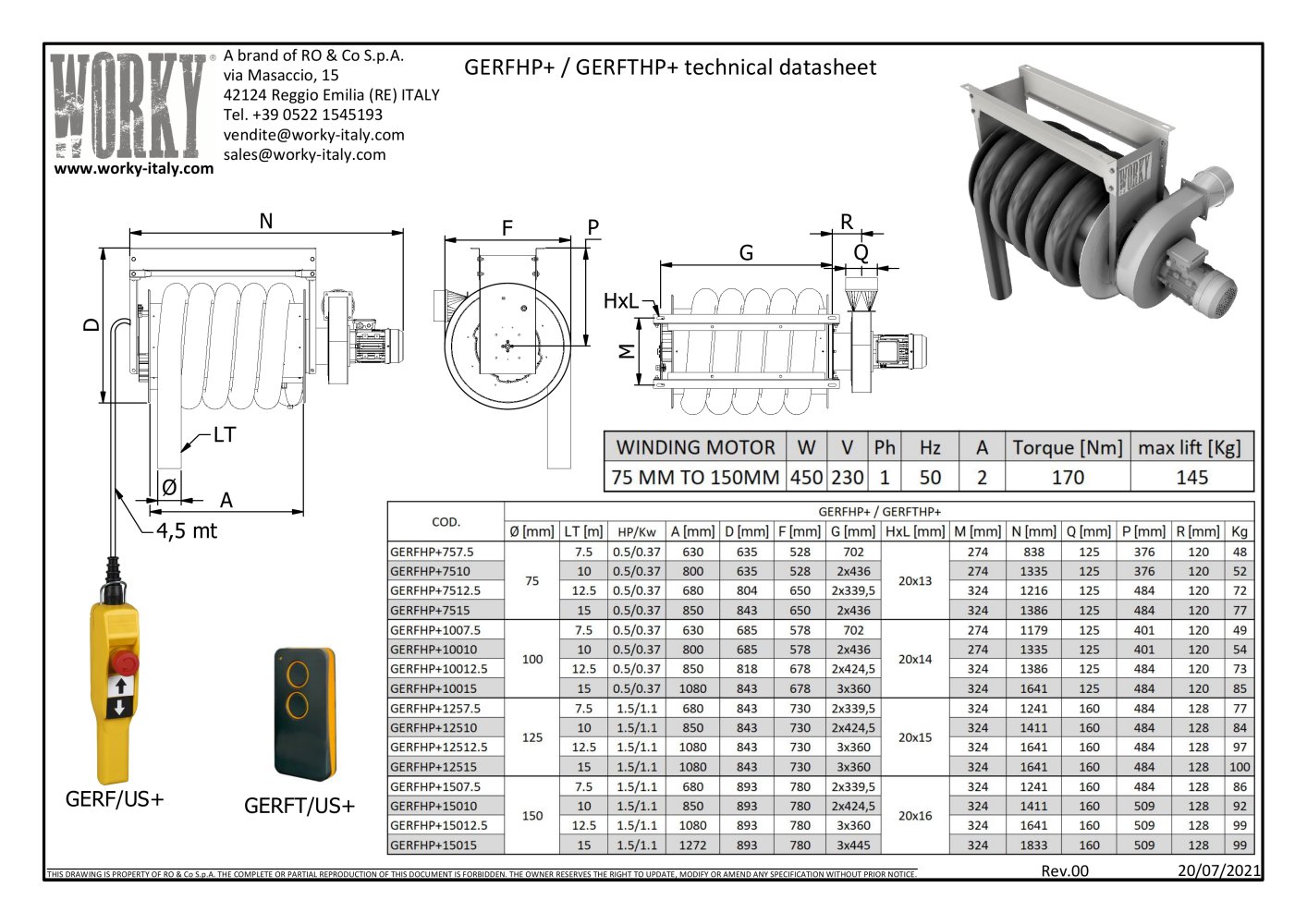 GERFHP+ / GERFTHP+ technical datasheet - RO & Co S.p.A. WORKY