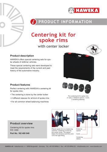 Centering kit for spoke rims