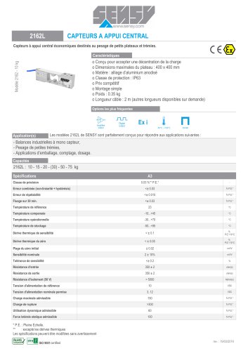 2162L : CAPTEURS A APPPUI CENTRAL